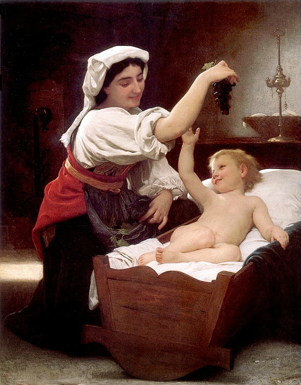 The Bunch of Grapes, vintage artwork by William Bouguereau, 12x8" (A4) Poster