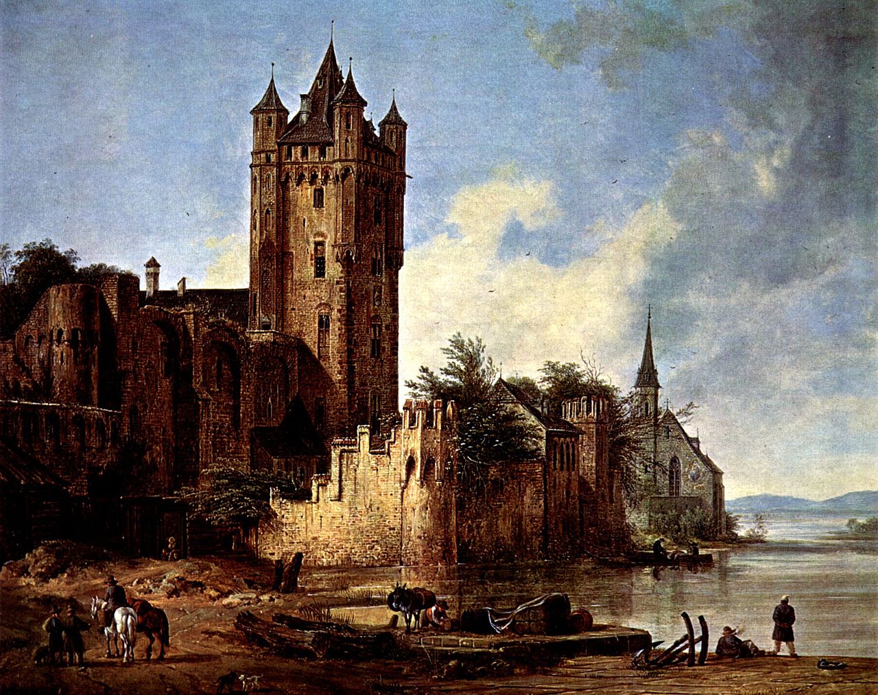 Eltville on the Rhine, vintage artwork by Domenico Quaglio the Younger, 12x8" (A4) Poster