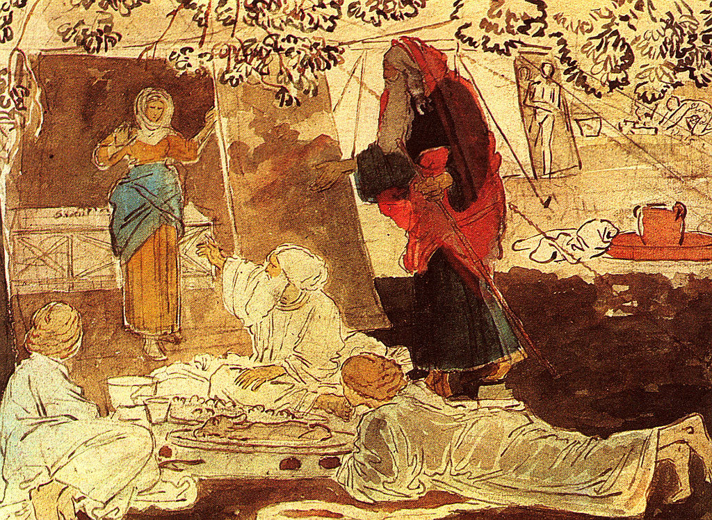 Three pilgrims announce the birth of Isaac to Abraham (sketch), vintage artwork by Alexander Ivanov, A3 (16x12") Poster Print
