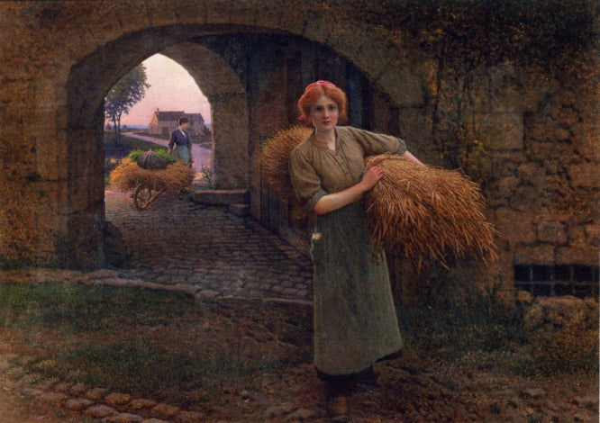 Carrying the Sheaves, vintage artwork by Camille-Felix Bellanger, 12x8" (A4) Poster