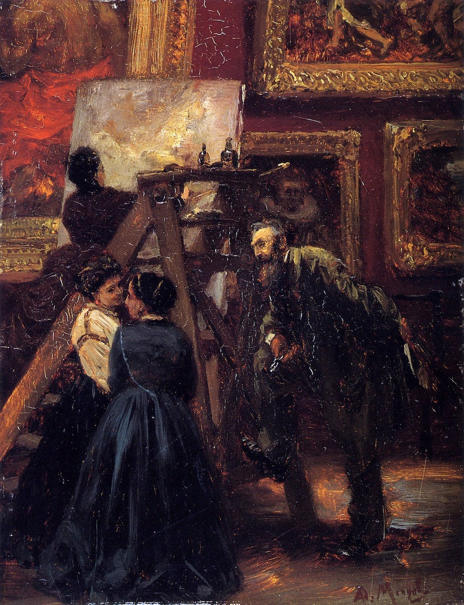 At the Louvre, vintage artwork by Adolph von Menzel, A3 (16x12") Poster Print