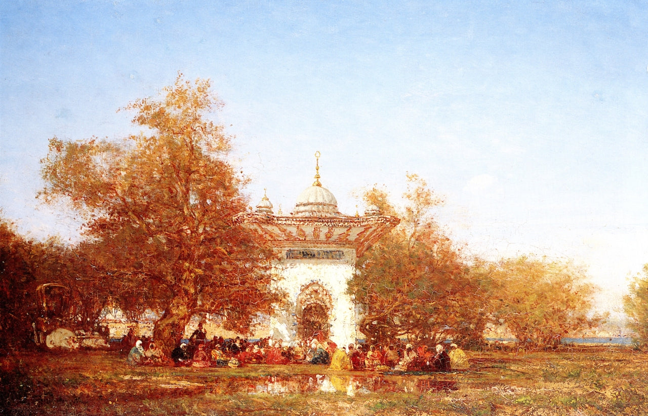 Fontaine de la Sultane Mihrisah, Eaux-Douces d'Asie, vintage artwork by Felix-Francois-Georges-Philbert Ziem, 12x8" (A4) Poster