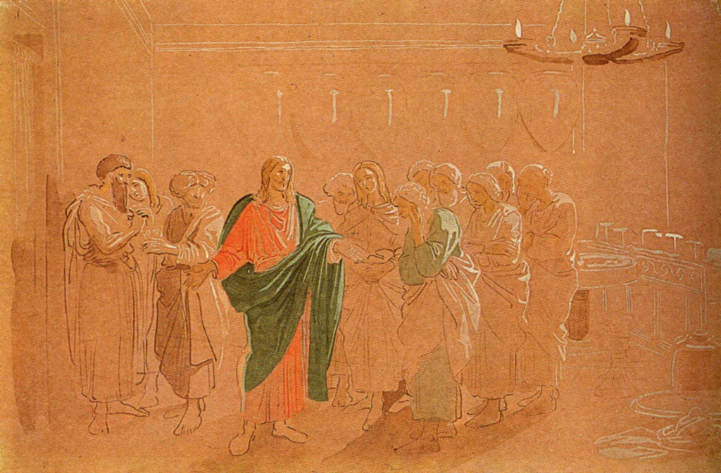 After the Last Supper (sketch), vintage artwork by Alexander Ivanov, A3 (16x12") Poster Print