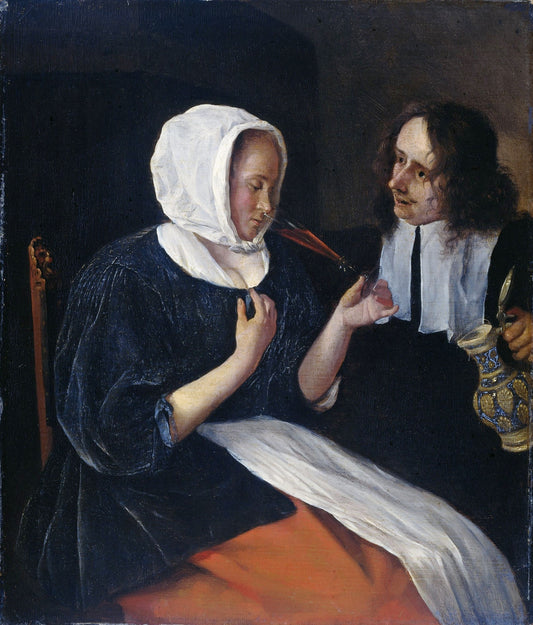 A Couple Drinking, vintage artwork by Jan Havicksz. Steen, 12x8" (A4) Poster