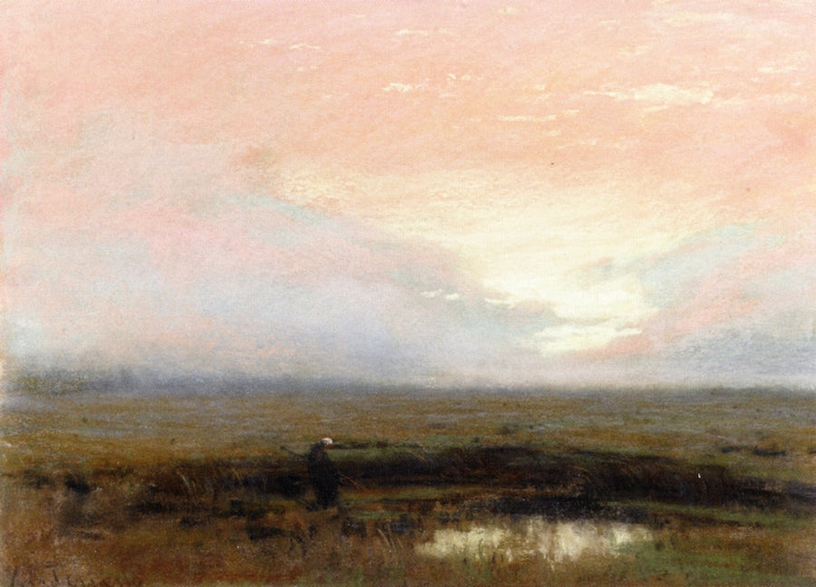 Sunset on the Marsh, vintage artwork by Giuseppe Cadenasso, 12x8" (A4) Poster