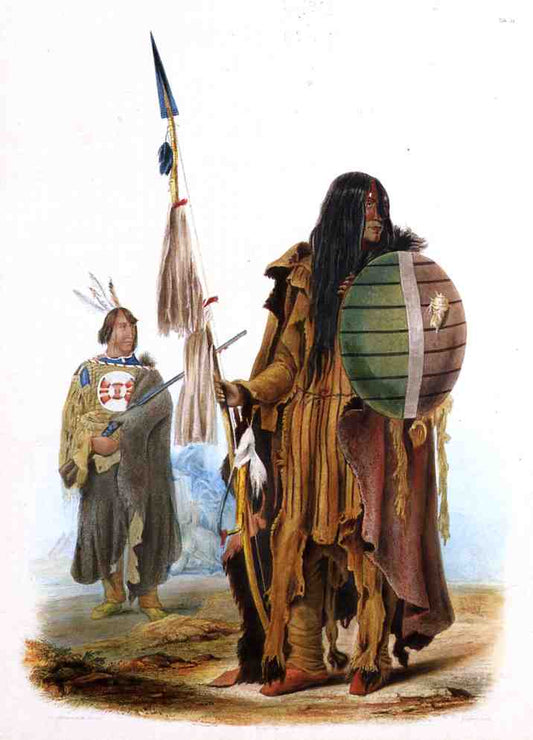 Assiniboin Indians, vintage artwork by Karl Bodmer, A3 (16x12") Poster Print
