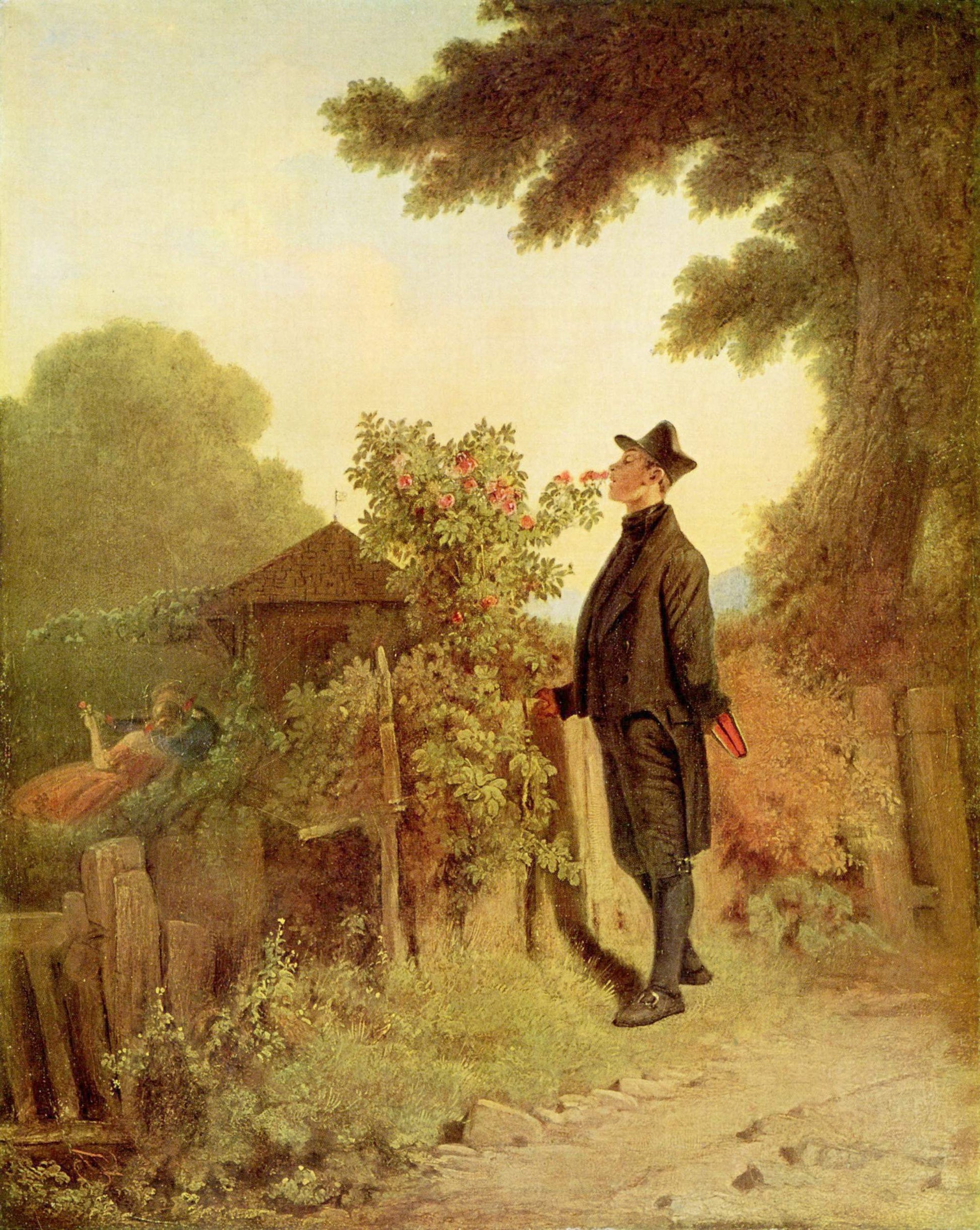 Rose scent memory, vintage artwork by Carl Spitzweg, A3 (16x12") Poster Print