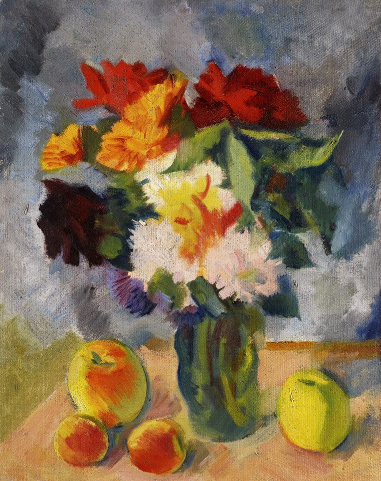 Flowers and Apples, vintage artwork by Nikolai Tyrsa, 12x8" (A4) Poster