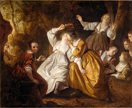 Amarillis Crowning Mirtillo, vintage artwork by Jacob Van Loo, 12x8" (A4) Poster