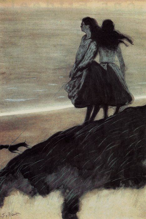 Two Girls by the Shore by Léon Spilliaert,16x12(A3) Poster