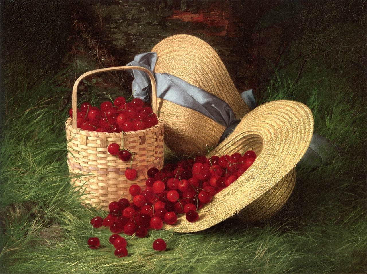 Harvest of Cherries, vintage artwork by Robert Spear Dunning, 12x8" (A4) Poster