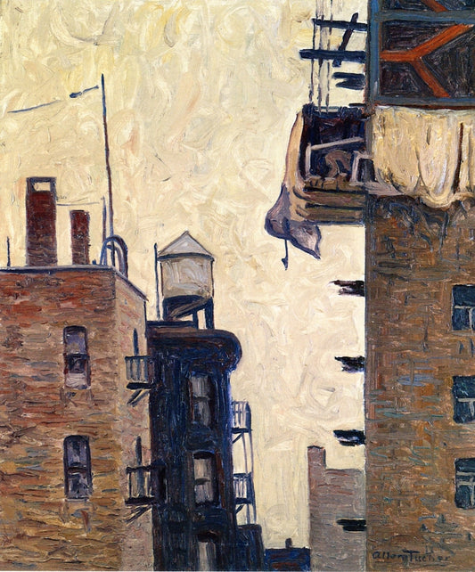 Apartment Building, vintage artwork by Allen Tucker, 12x8" (A4) Poster