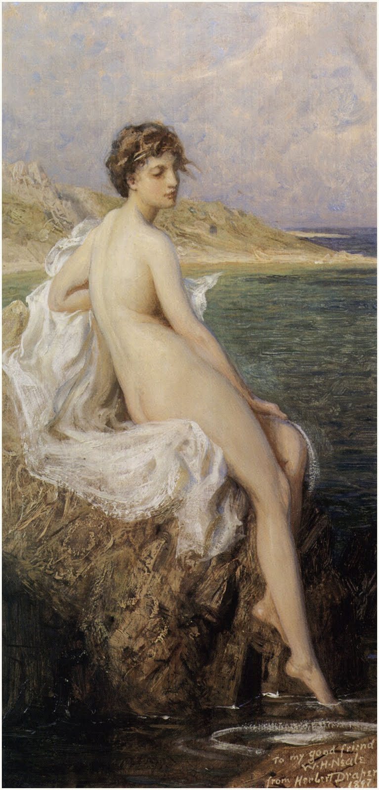 Bather, vintage artwork by Herbert James Draper, 12x8" (A4) Poster