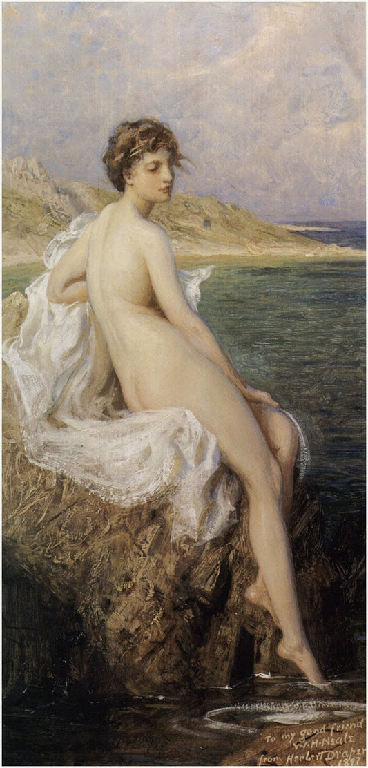 Bather, vintage artwork by Herbert James Draper, 12x8" (A4) Poster