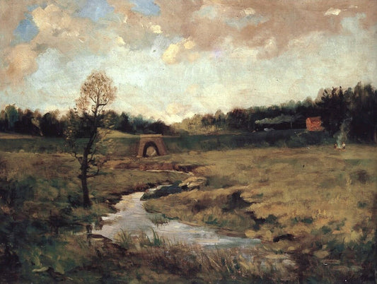 A Landscape with a train, vintage artwork by Antonín Chittussi, 12x8" (A4) Poster