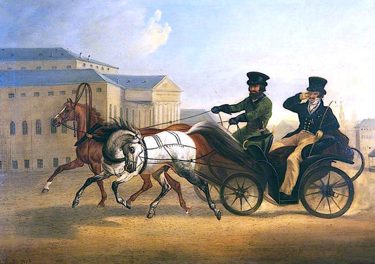 Major General Norcliffe of Dalton Hall Riding in a Russian Droshky, vintage artwork by Attributed to David Dalby , A3 (16x12") Poster Print