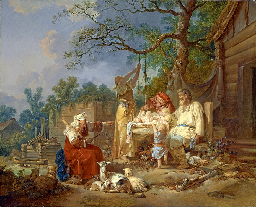 The Russian Cradle, vintage artwork by Jean Baptiste Le Prince, 12x8" (A4) Poster