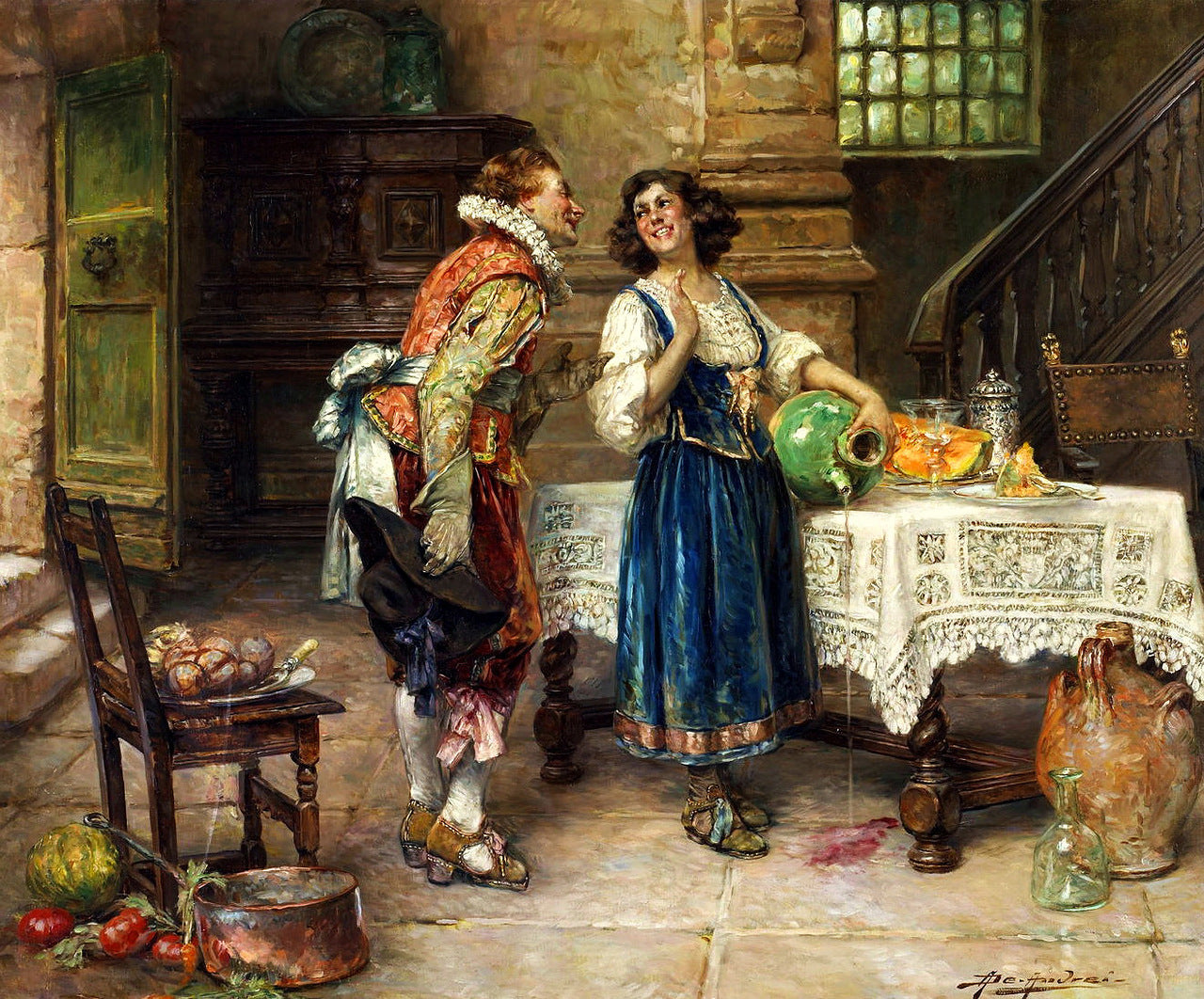 The Flirtation by Alex de Andreis,16x12(A3) Poster