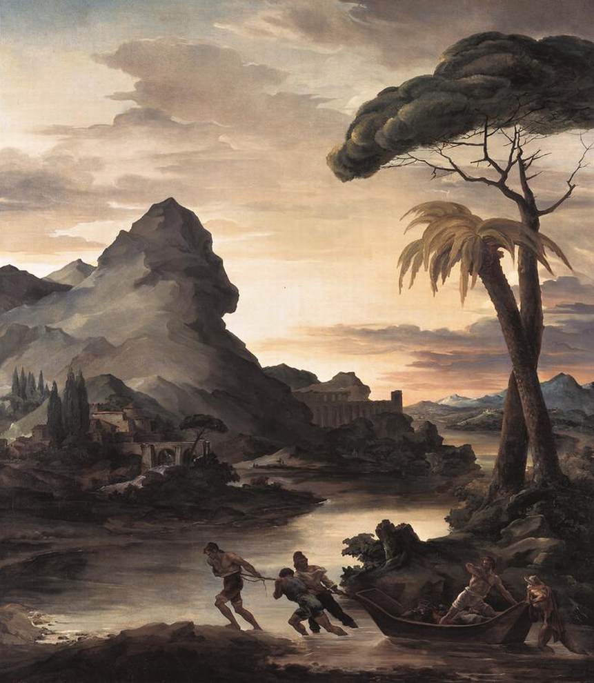 Heroic Landscape with Fishermen, vintage artwork by Theodore Gericault, 12x8" (A4) Poster