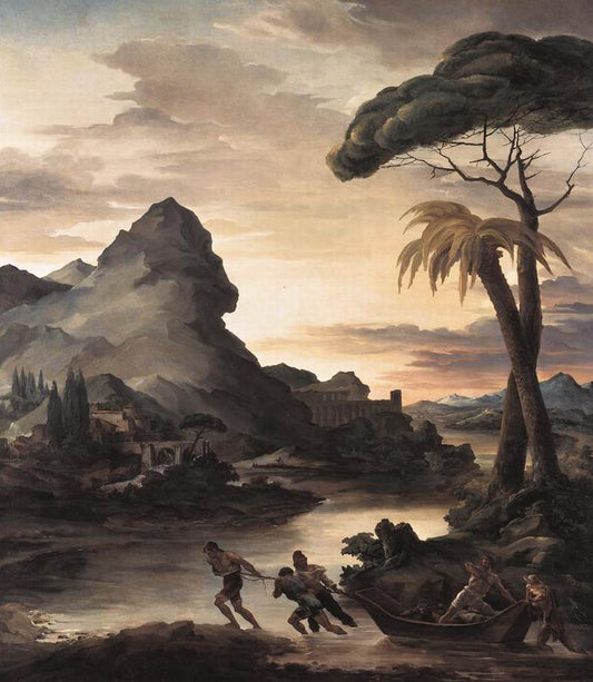 Heroic Landscape with Fishermen, vintage artwork by Theodore Gericault, 12x8" (A4) Poster