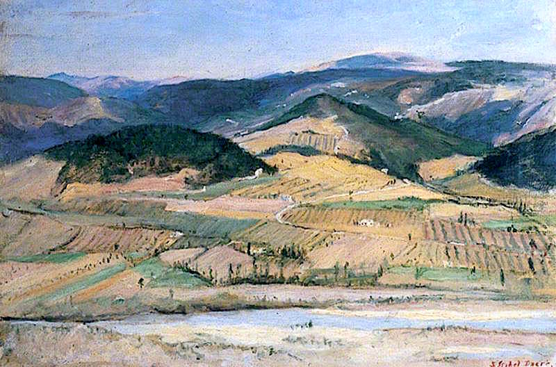 The Paglia from Orvieto, Italy, vintage artwork by Susan Isabel Dacre, 12x8" (A4) Poster