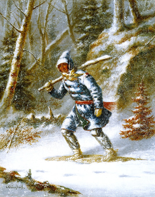 Hunter in a Blizzard, vintage artwork by Cornelius Krieghoff, A3 (16x12") Poster Print