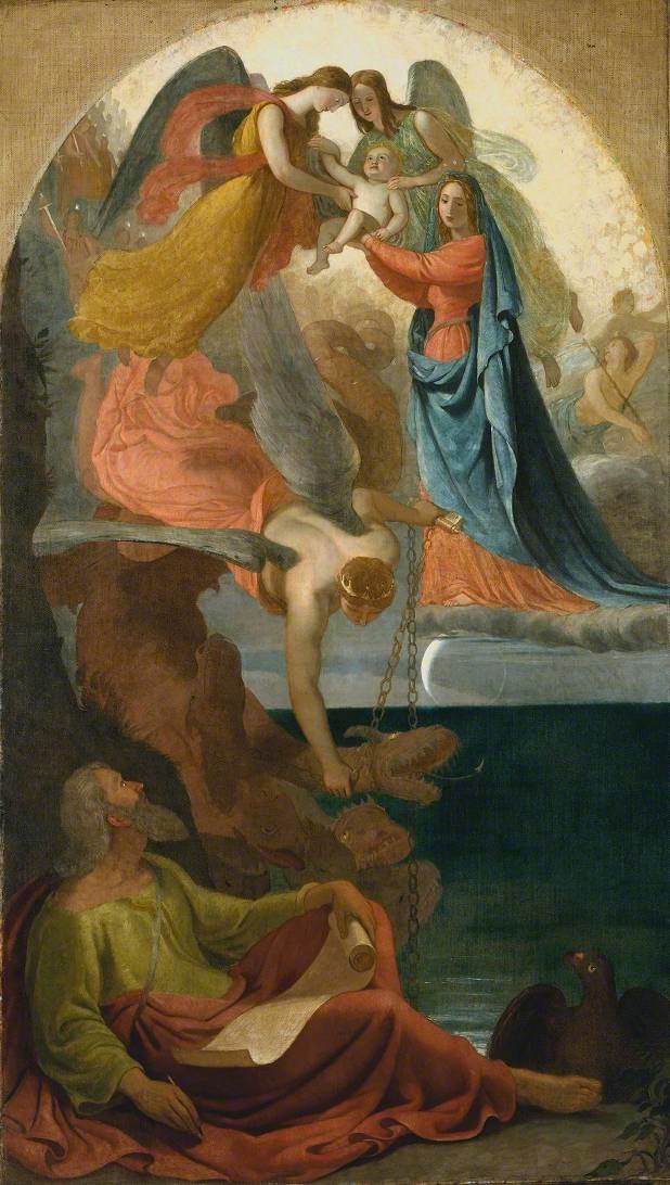 The Infant of the Apocalypse Saved from the Dragon, vintage artwork by Joseph Severn, A3 (16x12") Poster Print