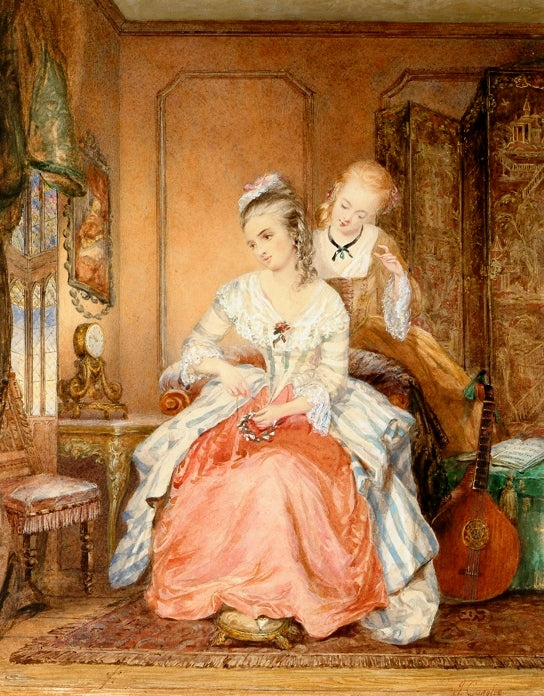 A lady and her maid, vintage artwork by Jean Carolus, 12x8" (A4) Poster