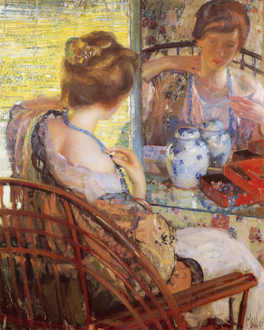 The Blue Beads, vintage artwork by Richard Edward Miller, 12x8" (A4) Poster