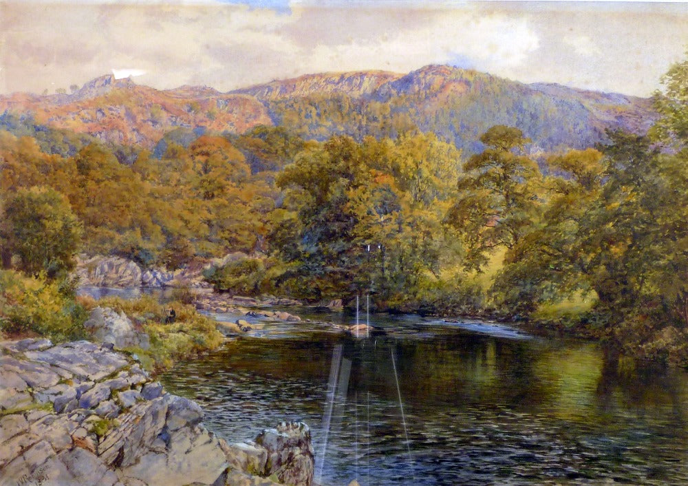 In the Lathkill Dale, Derby shire, vintage artwork by William Robinson, 12x8" (A4) Poster
