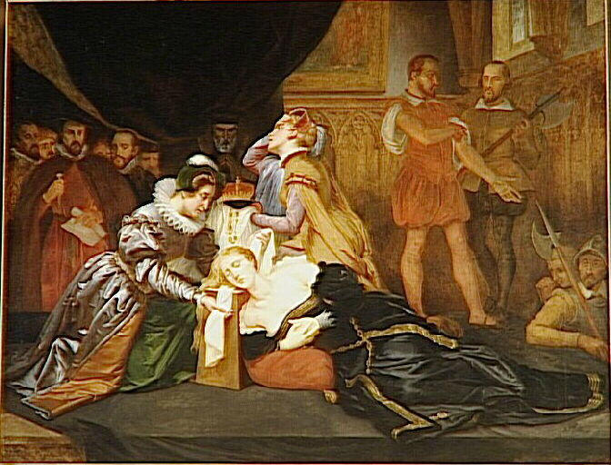 The death of Mary Stuart, vintage artwork by Abel de Pujol, 12x8" (A4) Poster