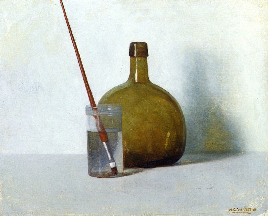 Still LIfe with Brush by Newell Convers (N.C.) Wyeth,16x12(A3) Poster