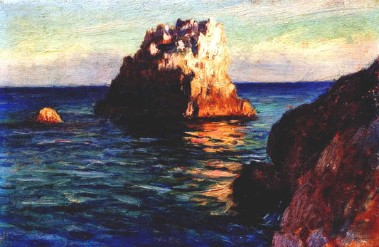 Rocks in Crimea, vintage artwork by Mikhail Tkachenko, 12x8" (A4) Poster