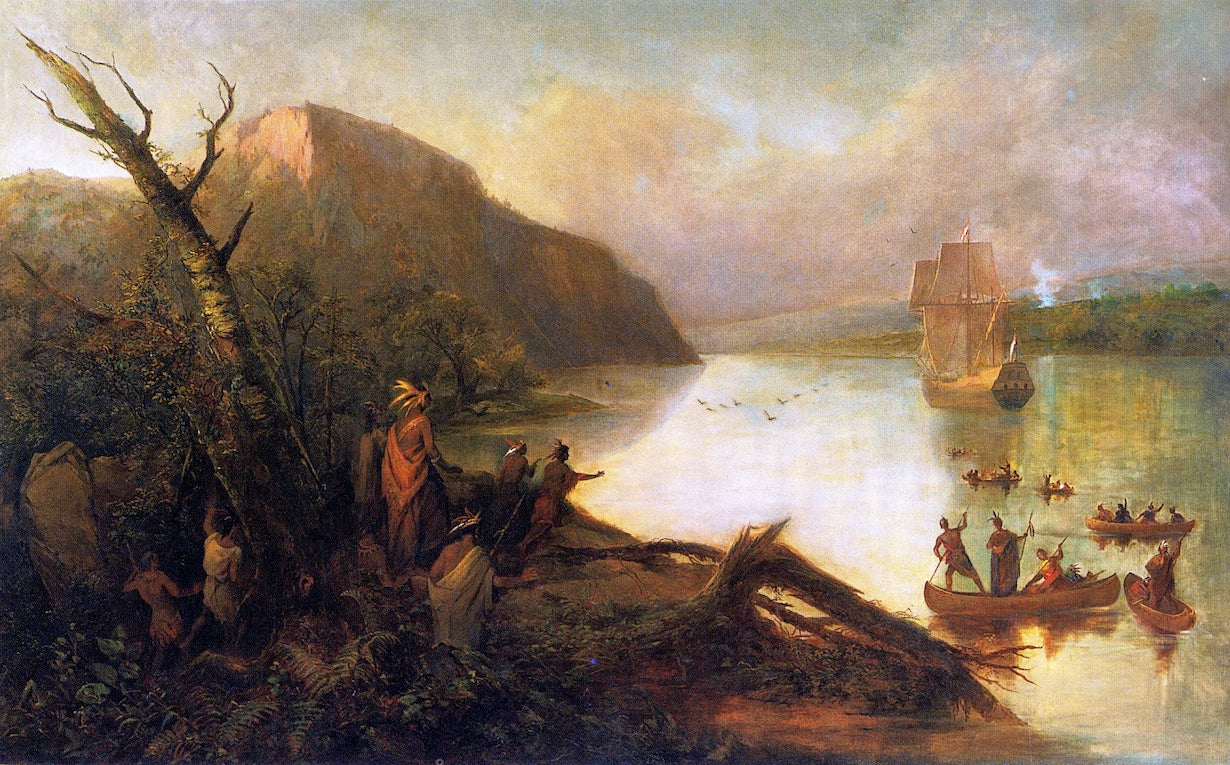 The Landing of Henry Hudson, vintage artwork by Robert Walter Weir, A3 (16x12") Poster Print