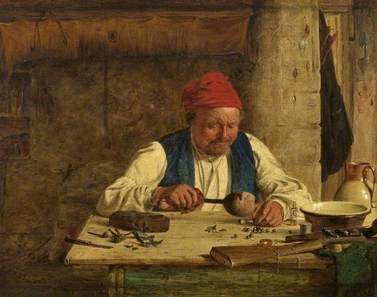 Making Pills for the Saxons, vintage artwork by Erskine Nicol, 12x8" (A4) Poster