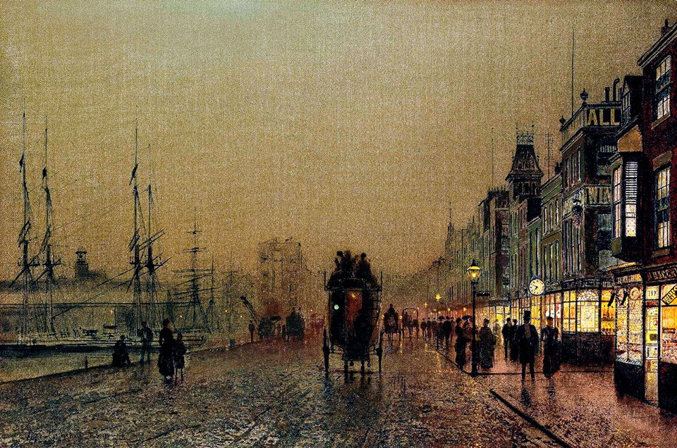 Glasgow, Saturday Night, vintage artwork by John Atkinson Grimshaw, 12x8" (A4) Poster