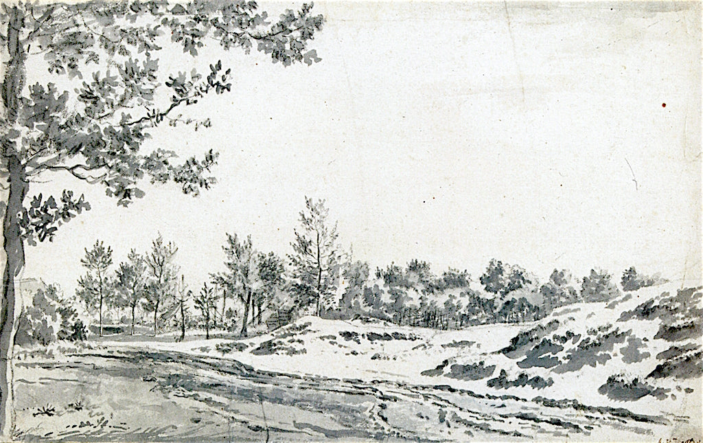 A Path by  Sand Hills and Trees, vintage artwork by Adriaen van de Velde, 12x8" (A4) Poster