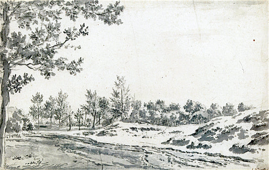 A Path by  Sand Hills and Trees, vintage artwork by Adriaen van de Velde, 12x8" (A4) Poster