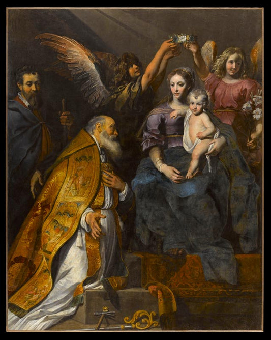 Saint Eligius at the feet of the Virgin and Child, vintage artwork by Gerard Seghers, 12x8" (A4) Poster