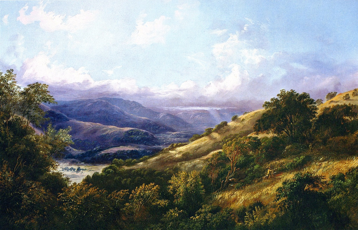 San Anselmo Valley near San Rafael, vintage artwork by William Keith, 12x8" (A4) Poster