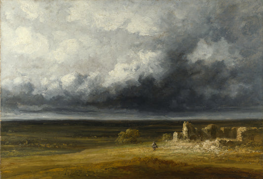 Stormy Landscape with Ruins on a Plain, vintage artwork by Georges Michel, 12x8" (A4) Poster
