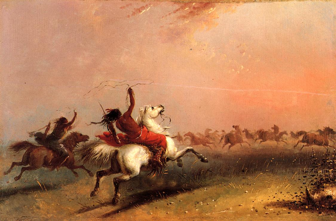Wild Horse Hunt, vintage artwork by Alfred Jacob Miller, A3 (16x12") Poster Print