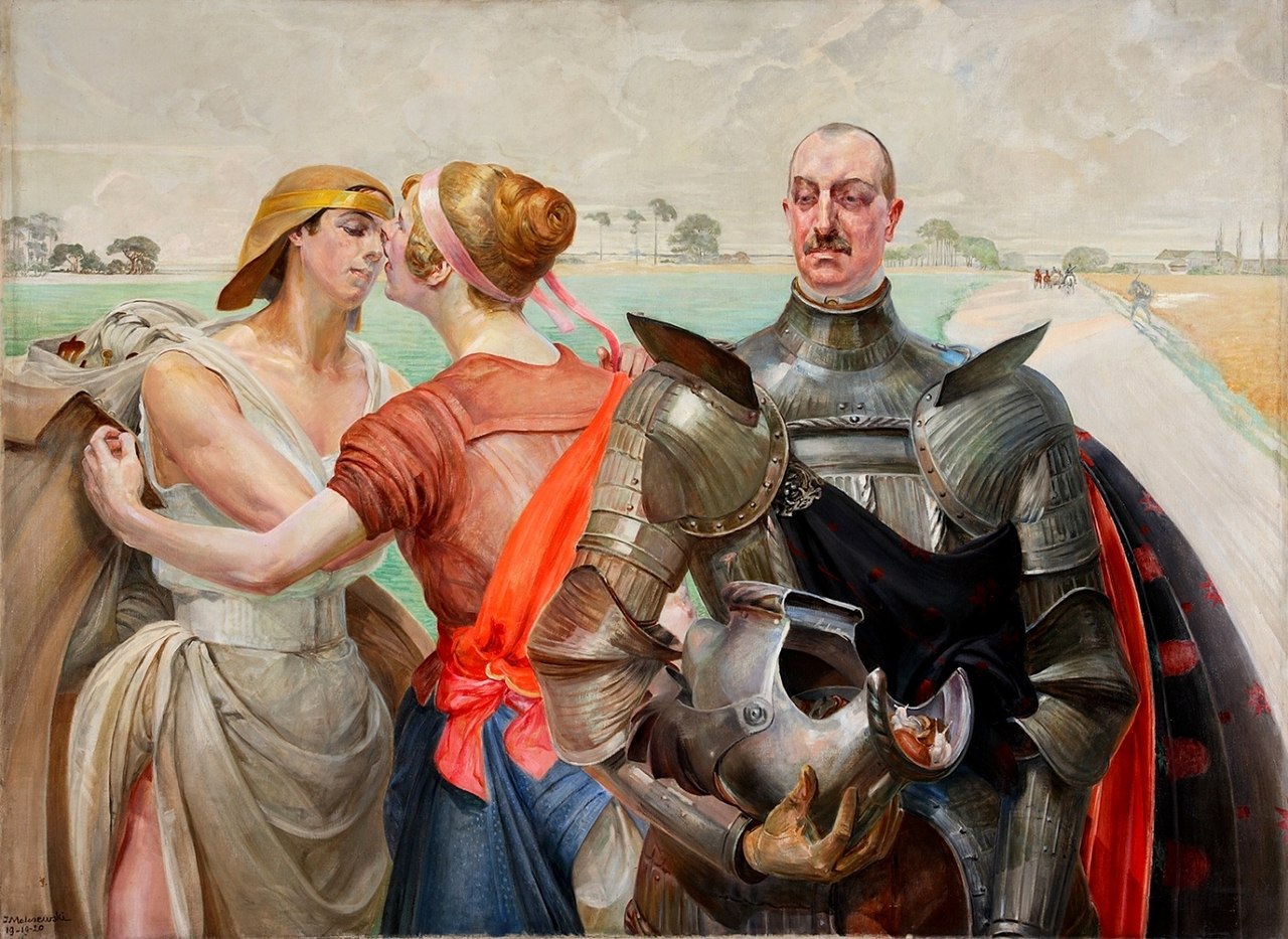 Aleksander Wielopolski with allegorical figures, vintage artwork by Jacek Malczewski, 12x8" (A4) Poster