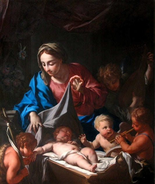 The Infant Jesus Sleeping, vintage artwork by Francesco Trevisani, 12x8" (A4) Poster