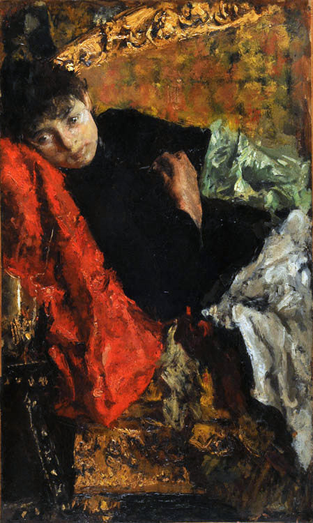 Pensive Girl by Antonio Mancini,A3(16x12")Poster
