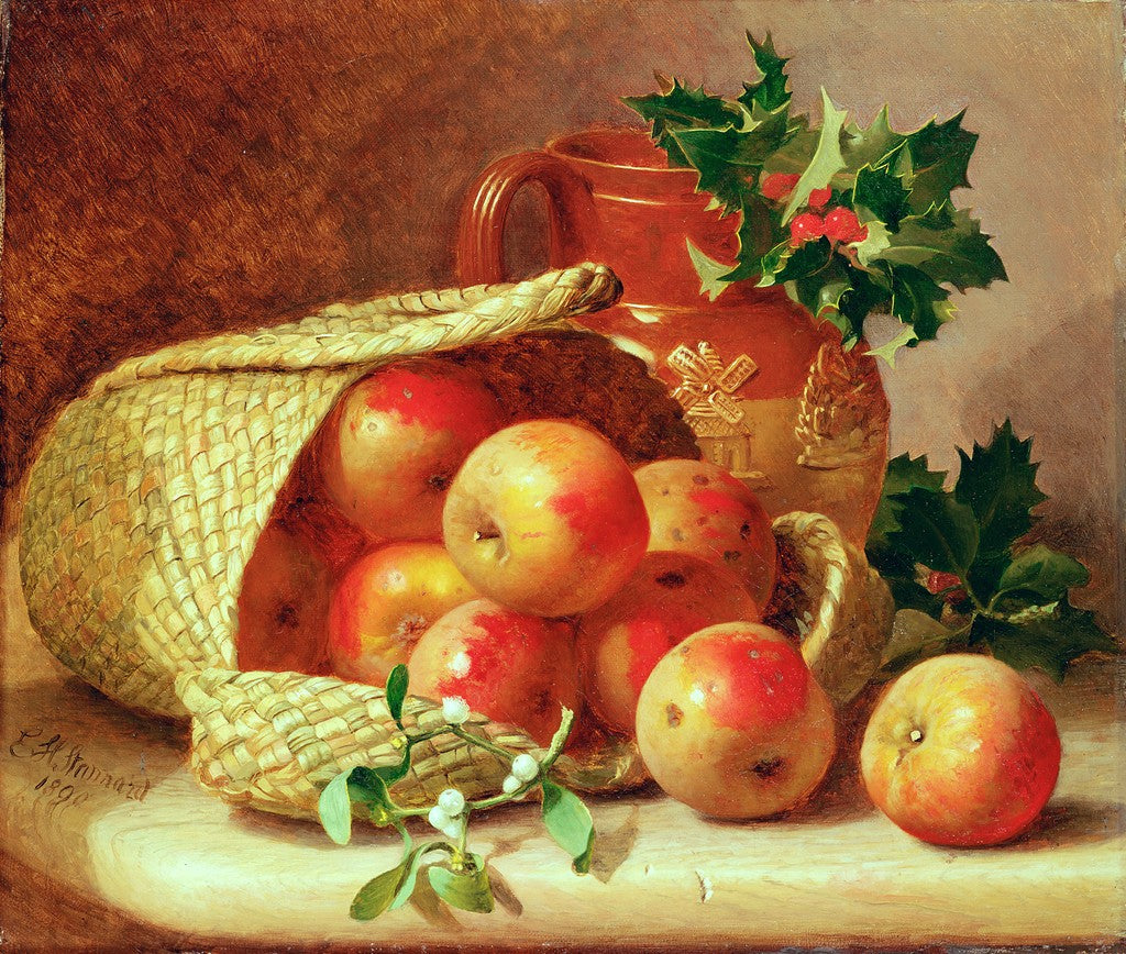 Still Life with holly and mistletoe, vintage artwork by Eloise Harriet Stannard, 12x8" (A4) Poster