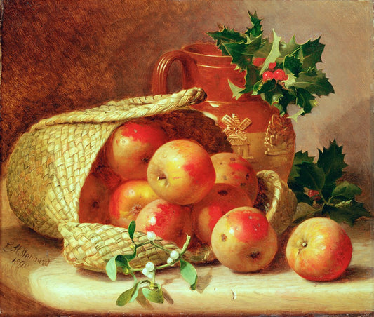 Still Life with holly and mistletoe, vintage artwork by Eloise Harriet Stannard, 12x8" (A4) Poster