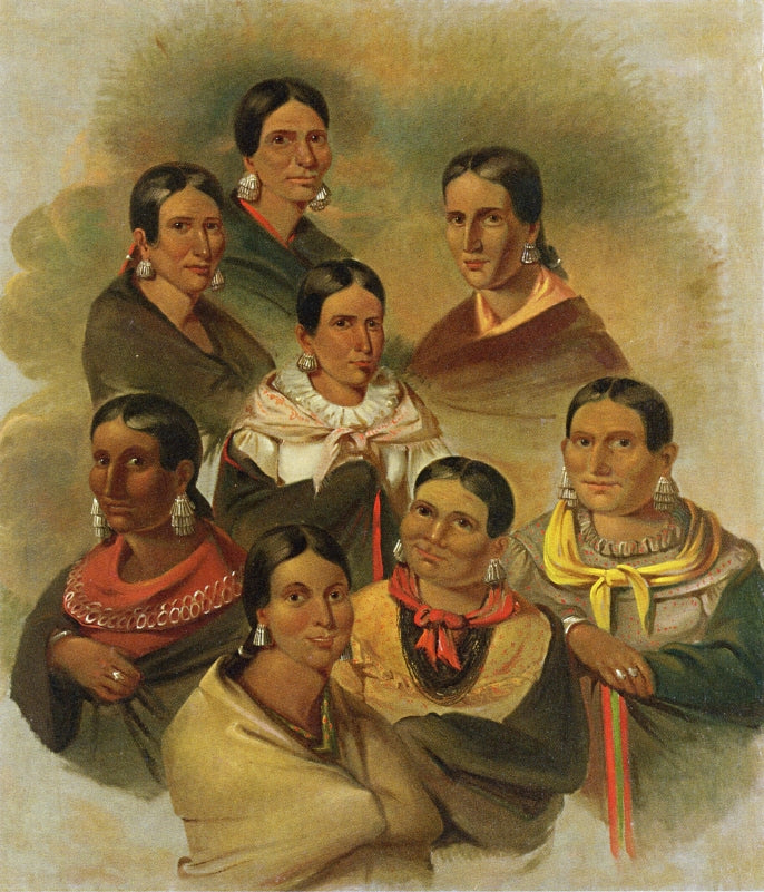 Eight Potawatomi Women, vintage artwork by George Winter, A3 (16x12") Poster Print