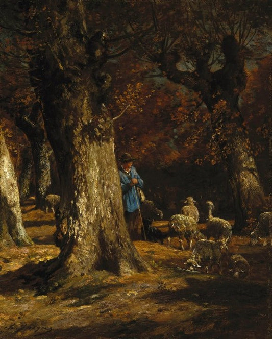 The Old Forest, vintage artwork by Charles-Émile Jacque, A3 (16x12") Poster Print