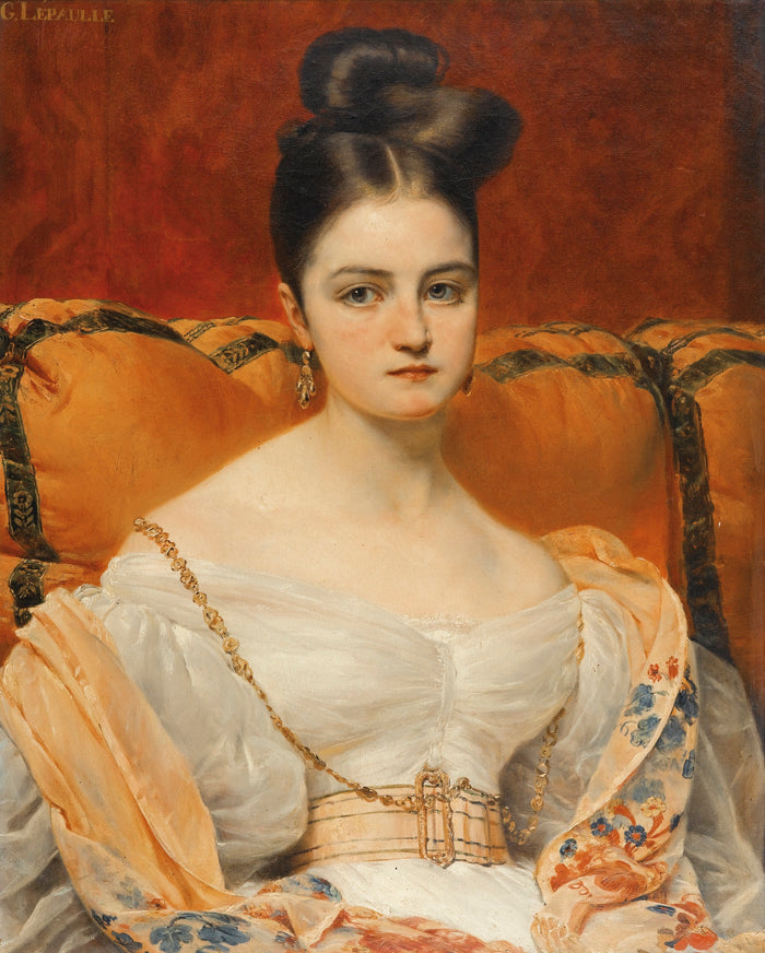 Portrait of Henriette Grevedon, vintage artwork by François Gabriel Guillaume Lepaulle, A3 (16x12